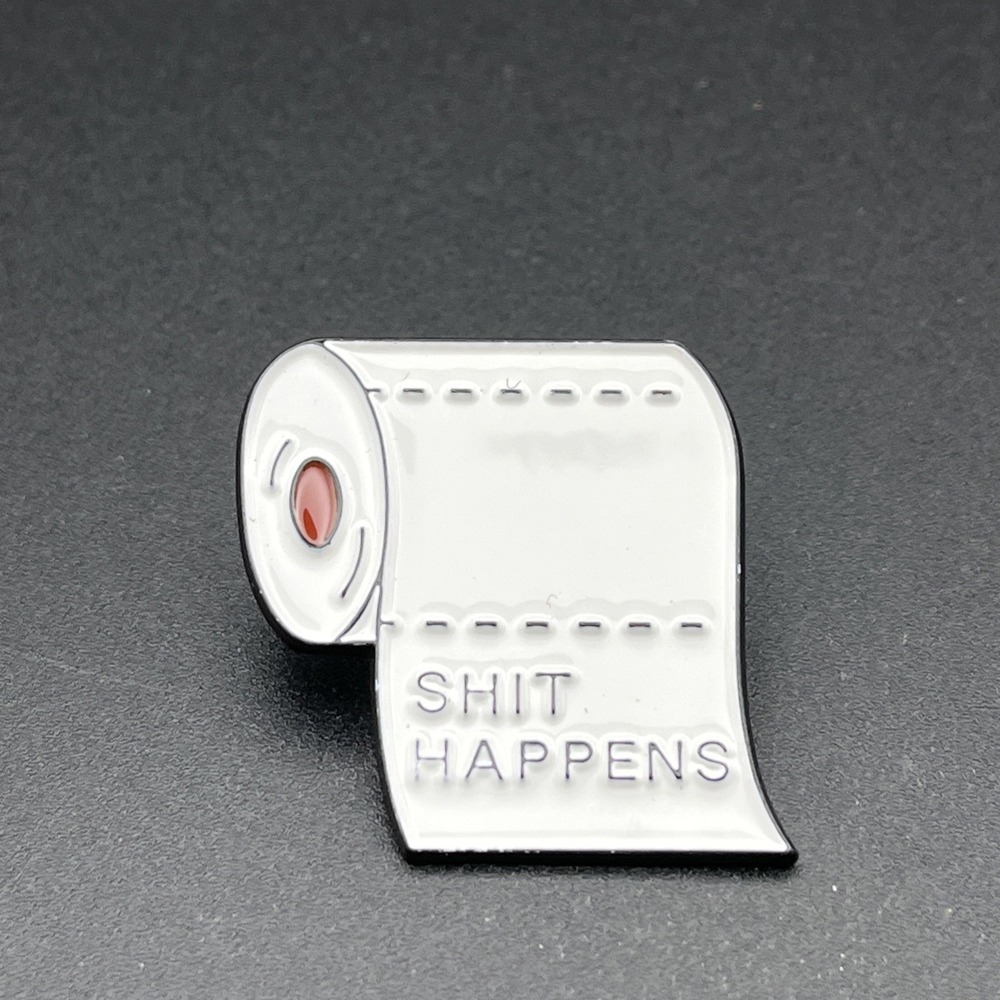 Toilet‎ Paper Sh*t Happens Funny Novelty Lapel Hat Pin